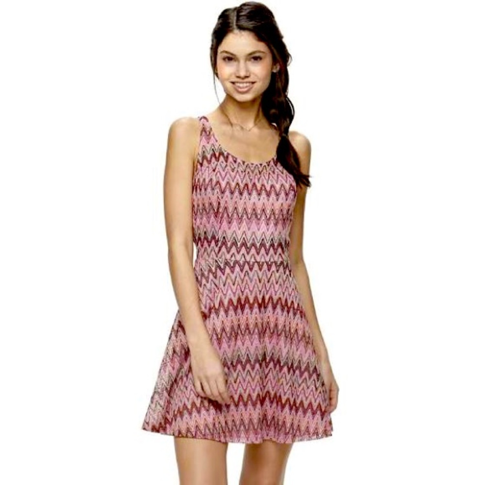 Candie’s Pink Chevron Skater Dress